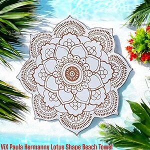 Vix Paula Hermanny Blue Lotus Shape Beach Towel NWT